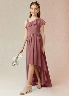 Azazie Mango Junior Desert Rose A-Line Ruched Chiffon Dress image3