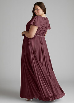 Azazie Kara vestidos de dama de honor modestos Vestido de Corte En A Plisado Hasta el suelo Gasa image11
