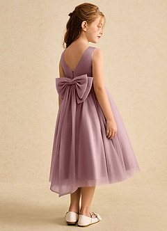 Azazie Winnie Flower Girl Dresses Dusty Rose Ball-Gown Bow Tulle Dress image3