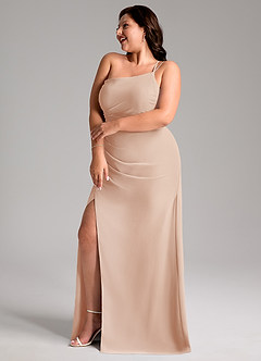 Azazie Eren Jurken voor bruidsmeisjes Jurk van Chiffon met Kolom One-Shoulder Engelse Roos image11
