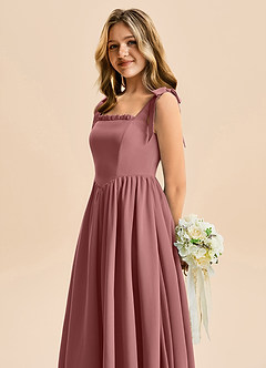 Azazie Delia Junior Abito A-Line in Chiffon Fiocco Rosa Del Deserto image7