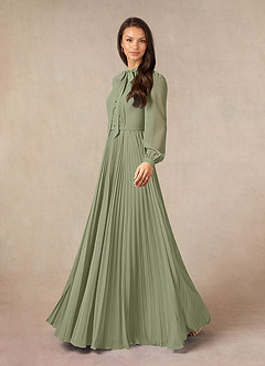 Azazie Adellah vestidos de madre de la novia Vestido de Pistacho de Gasa de Corte En A con Plisado image2