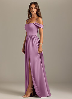 Azazie Calianna Bridesmaid Dresses Wisteria A-Line Off the Shoulder Stretch Satin Convertible Dress image6