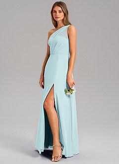 Azazie Phaedra Brautjungfernkleider A-Linie One-Shoulder Chiffon Kleid Seegrün image5