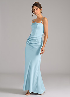 Azazie Debby Bridesmaid Dresses Sky Blue Mermaid Strapless Stretch Satin Convertible Dress image6