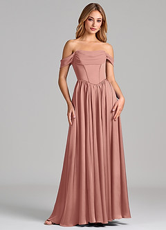 Azazie Raisa Bridesmaid Dresses Rosette A-Line Off the Shoulder Stretch Satin Dress image4