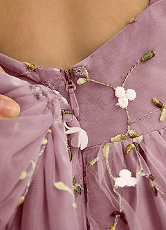 Azazie Bean Flower Girl Dresses Vintage Mauve Ball-Gown Sleeveless Tulle Dress image6
