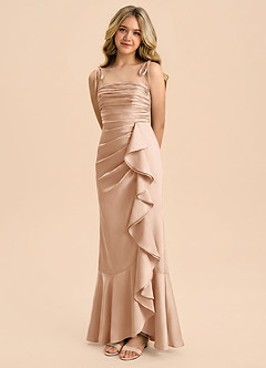 Azazie Ryan Junior Robe Fourreau en Satin extensible Nœud Rose Anglais image1