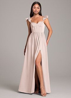 Azazie Denisse Bridesmaid Dresses Blushing Pink A-Line Ruched Stretch Satin Dress image5