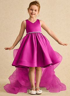 Azazie Julietta vestidos de niña de las flores Vestido de Fucsia de Tul de Princesa con Convertible image2