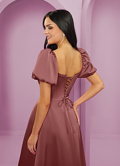 Barbie ♥ Azazie Bridesmaid Dresses Amethyst A-Line Ruched Stretch Satin Dress image6