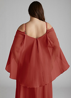 Azazie Cienna Jurken voor bruidsmeisjes Jurk van Chiffon met A-Lijn Off the Shoulder Terracotta image12