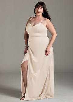 Azazie Marchella Bridesmaid Dresses White Alabaster A-Line Corset Stretch Satin Dress image4