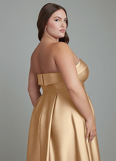 Azazie Lucienne Jurken voor bruidsmeisjes Converteerbaar Jurk van Stretch Satijn met A-lijn Strapless Champagne image10