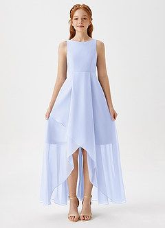 Azazie Lizette Junior Abito A-Line in Chiffon Plissettato Lavanda image3