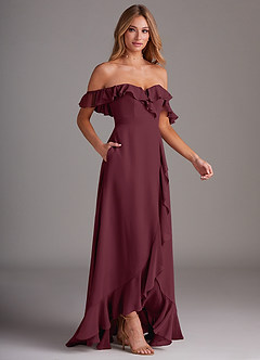 Azazie Lyra Bridesmaid Dresses Cabernet A-Line Chiffon Convertible Dress image6