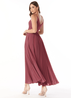 Azazie Raychelle Bridesmaid Dresses Merlot A-Line V-Neck Chiffon Dress image4