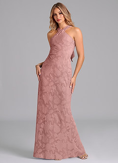 Azazie Doretta Bridesmaid Dresses Dusty Rose Mermaid Pleated Floral Burnout Dress image5