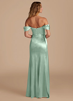 Azazie Amyra Bridesmaid Dresses Agave Mermaid Sweetheart Neckline Metallic Satin Convertible Dress image6
