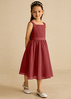 Azazie Ari Flower Girl Dresses Rust A-Line Sleeveless Chiffon Dress image5