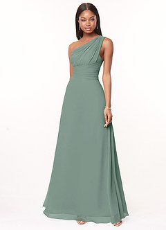 Azazie Ashley Bridesmaid Dresses Silver Sage A-Line Ruched Chiffon Dress image1