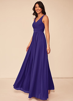 Azazie Keyla Bridesmaid Dresses Regency A-Line V-Neck Pleated Chiffon Dress image10