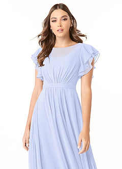 Azazie Daphne Modest Bridesmaid Dresses A-Line Ruffled Chiffon Floor-Length Dress image4