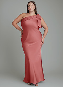Azazie Yuanna Bridesmaid Dresses Antique Rose Mermaid One Shoulder Stretch Satin Dress image8