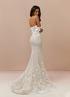 Azazie Evergarden Abiti da Sposa Abito A-Line in Tulle Lustrini Diamante Bianco Sabbia image4