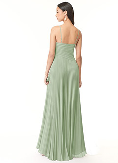 Azazie Vini Bridesmaid Dresses Dusty Sage A-Line V-Neck Pleated Chiffon Dress image2