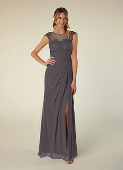 Azazie Libby Mother of the Bride Dresses Steel Grey A-Line Scoop Sequins Chiffon Dress image1