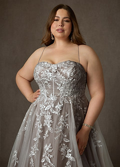 Azazie Keri Robes de mariée Robe Princesse en Dentelle Sans bretelles Blanc Diamant Moka image18