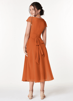Azazie Payton Junior A-Linie Schleifen Chiffon Kleid Kanel image2