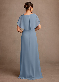 Azazie Frieda Mother of the Bride Dresses Dusty Blue A-Line Applique Chiffon Dress image3
