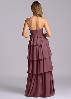 Azazie Faye Robes de demoiselle d'honneur Robe Trapèze en Mousseline de soie Encolure en Forme de Cœur Sangria image7