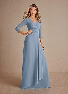 Azazie Mayfield Mother of the Bride Dresses Dusty Blue A-Line Pleated Chiffon Dress image4