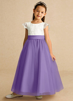 Azazie Pookie Flower Girl Dresses Tahiti A-Line Lace Tulle Dress image1