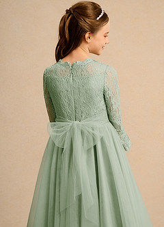 Azazie Lamb Girl Abiti da Ragazza di Fiori Abito Principessa in Pizzo Verde Salvia image6