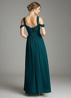Azazie Lianne Bridesmaid Dresses Pine A-Line Off the Shoulder Chiffon Dress image7