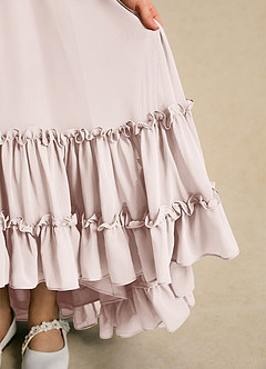 Azazie Kass Flower Girl Dresses Rose Petal A-Line Pleated Chiffon Dress image7