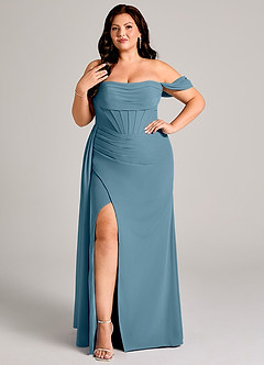 Azazie Amyra Suknie dla druhen Osłona Zza ramienia Szyfon Do ziemi Sukienka image10