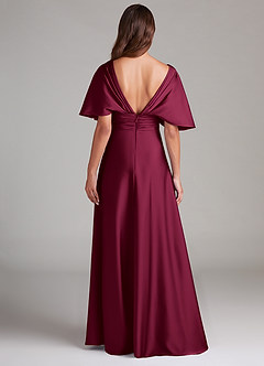 Azazie Pamela Robes de demoiselle d'honneur Robe Trapèze en Satin extensible Plissé Bourgogne image2