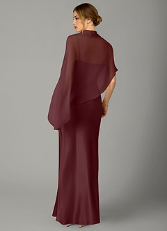 Azazie Jaleesa Brudtärnklänningar Klänning av A-linje i Stretch Satin Hög hals Sangria image6