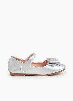 front Scarpe basse con fiocco metallico per bambina