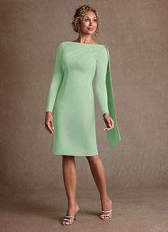 Azazie Merian Suknie dla Matki Panny Młodej Kolumna Pofałdowany Rozciągliwy Krep Długość do kolan Sukienka image3