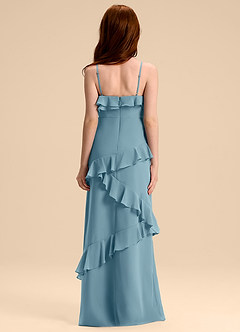 Azazie Evara Junior Abito A-Line in Chiffon Blu Lunatico image2