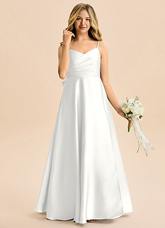 Azazie Rumi Junior Klä av A-Line i Stretch Satin Plisserad image4