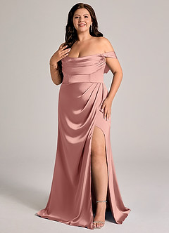 Azazie Johana Brudtärnklänningar Klä av Sjöjungfru i Stretch Satin Av axeln Rosett Konvertibel image8