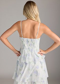 Azazie Kaiden Bridesmaid Dresses Blue Vintage Floral A-Line Sweetheart Neckline Chiffon Dress image7