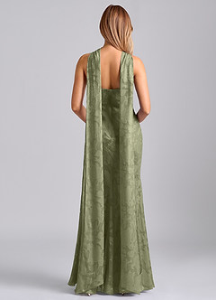 Azazie Kinsley Final Sale Pistachio Mermaid Pleated Floral Burnout Dress image2